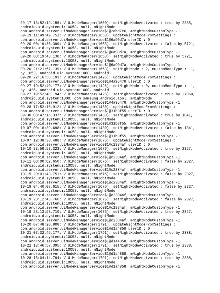 Android Night Mode Activation Logs | PDF | Android (Robot) | Robotics