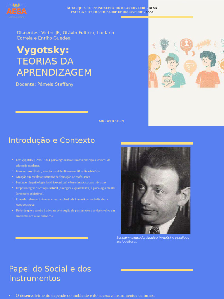 Teorias da Aprendizagem de Vygotsky | PDF | Aprendizado | Psicologia