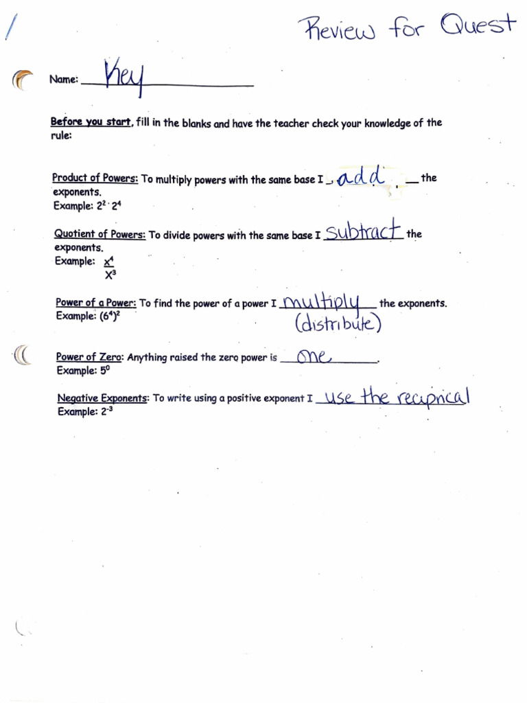 Day 10 - Quest Review KEY | PDF
