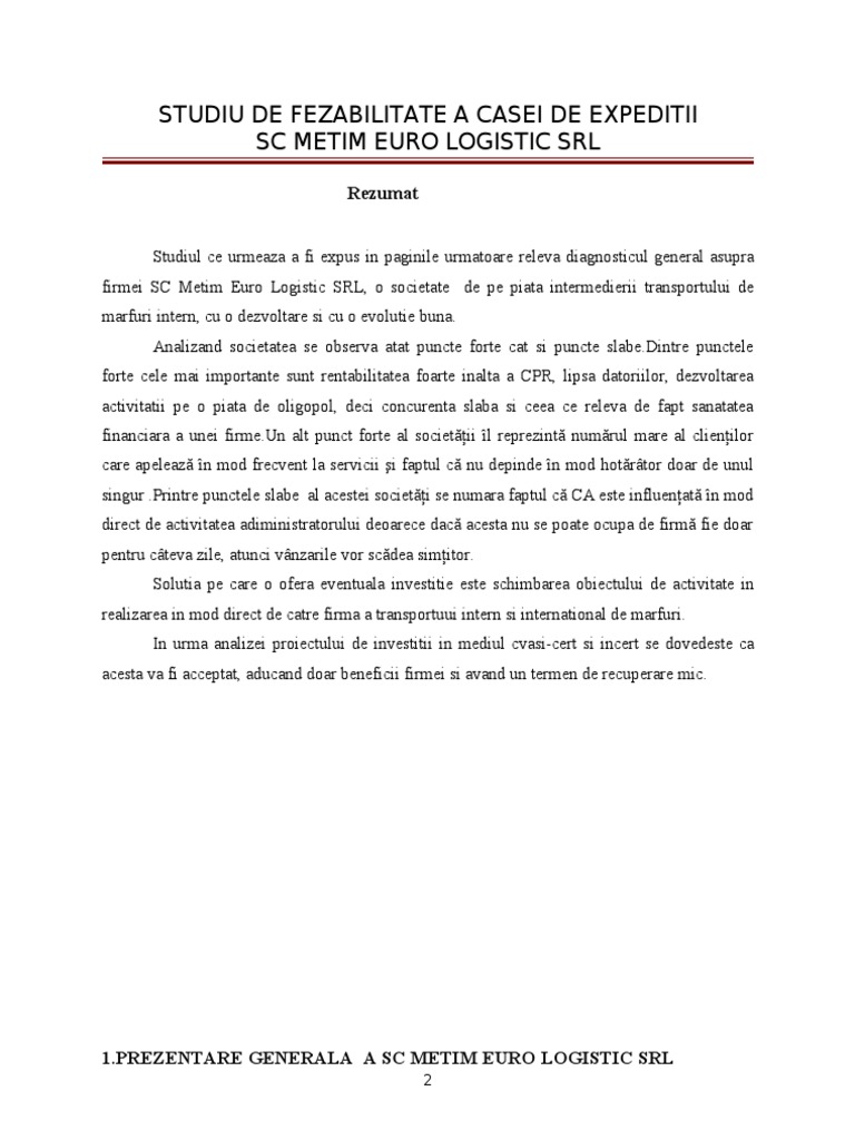 Studiu De Fezabilitate
