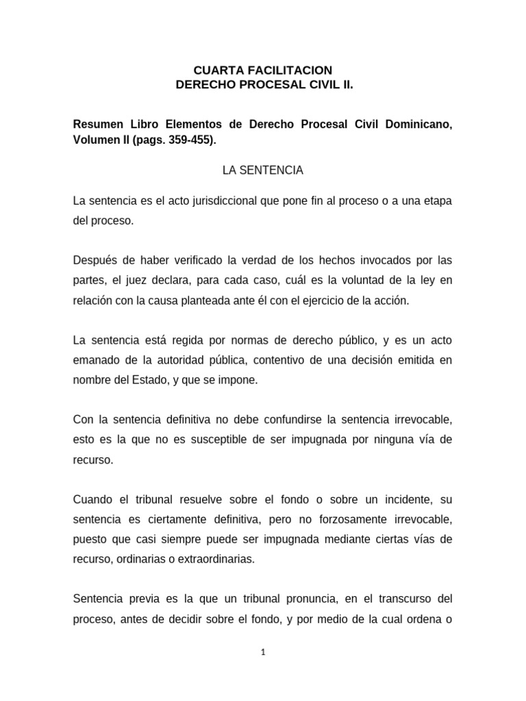 Tipos y Efectos de Sentencias en Derecho Civil | PDF | Sentencia (ley ...
