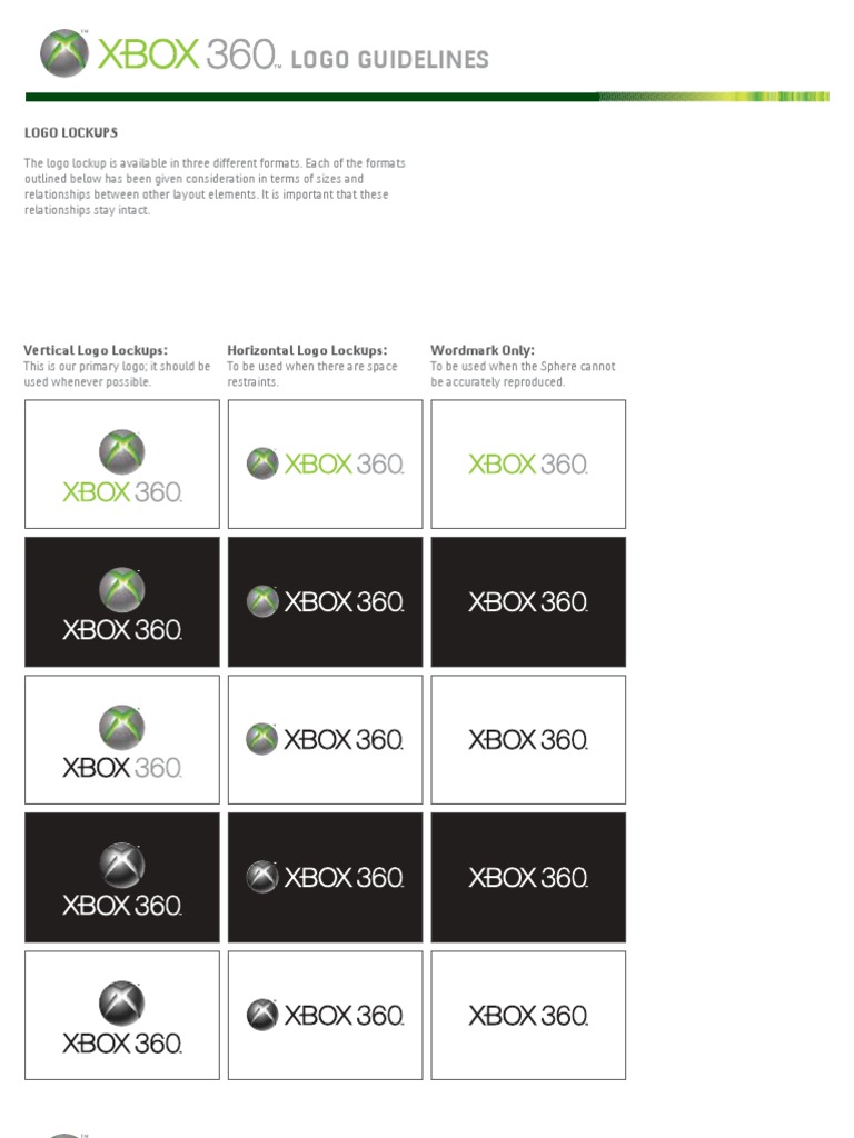 Xbox360 Logo Guidelines PDF Logos Vision
