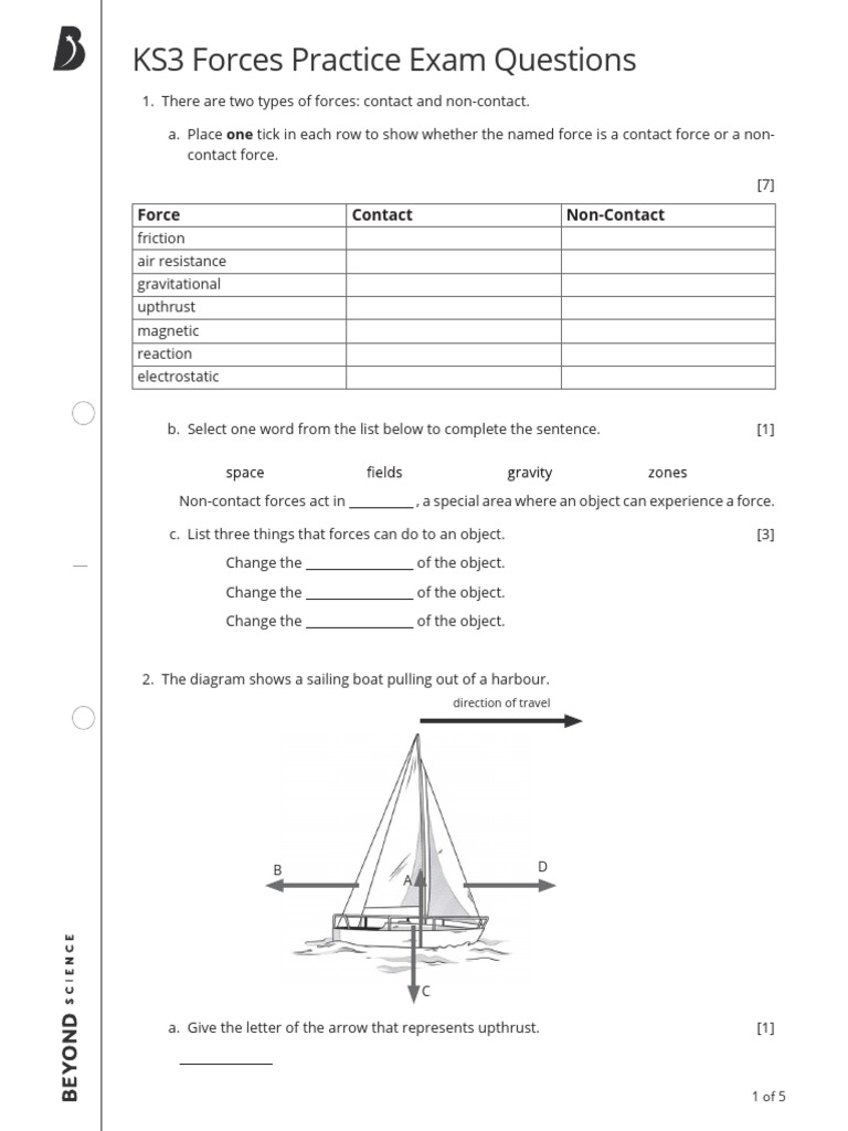 Forces Test (Grade 7) | PDF | Force | Physical Sciences