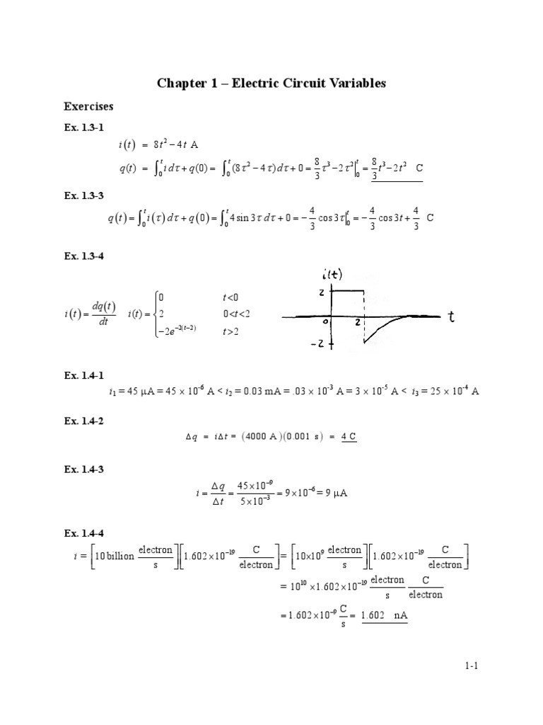 Chapter 1 Electric Circuit Variables Exercises PDF Electric
