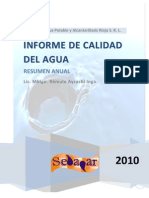 Informe de Calidad Del Agua - Anual 2010