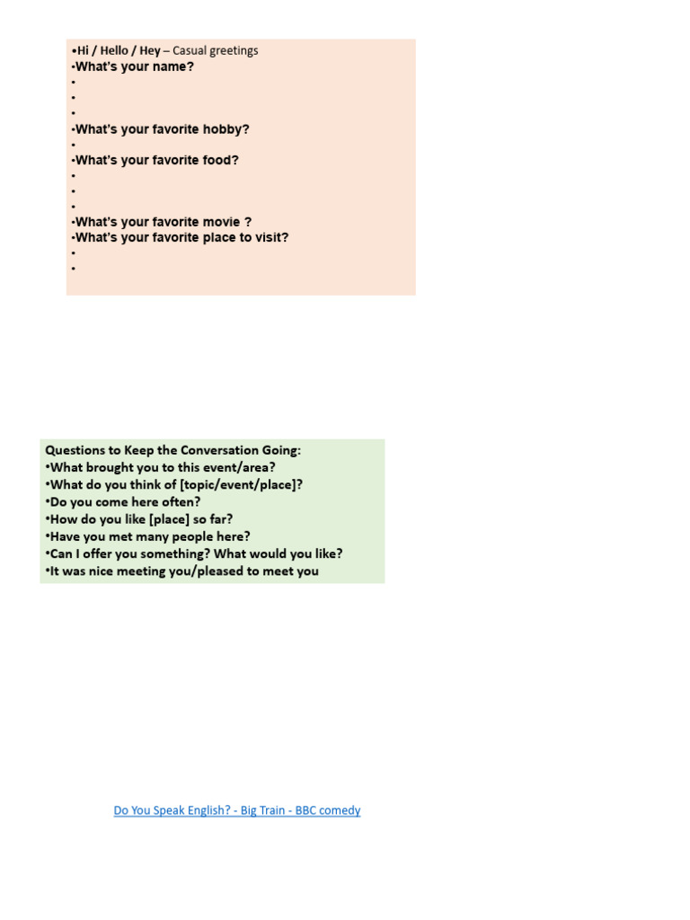 Essential English Conversation Starters | PDF