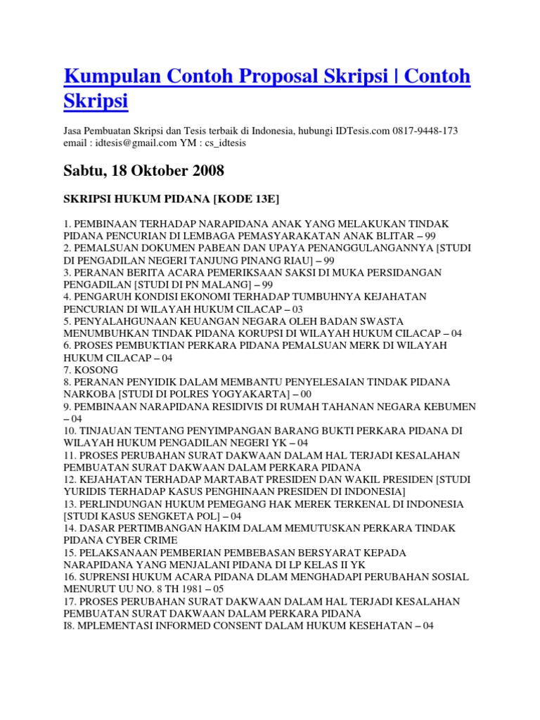 Contoh Proposal Skripsi Hukum Pidana Pejuang Skripsi