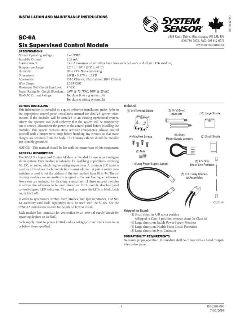 SC-6A Control Module Installation Guide | PDF | Relay | Power Supply