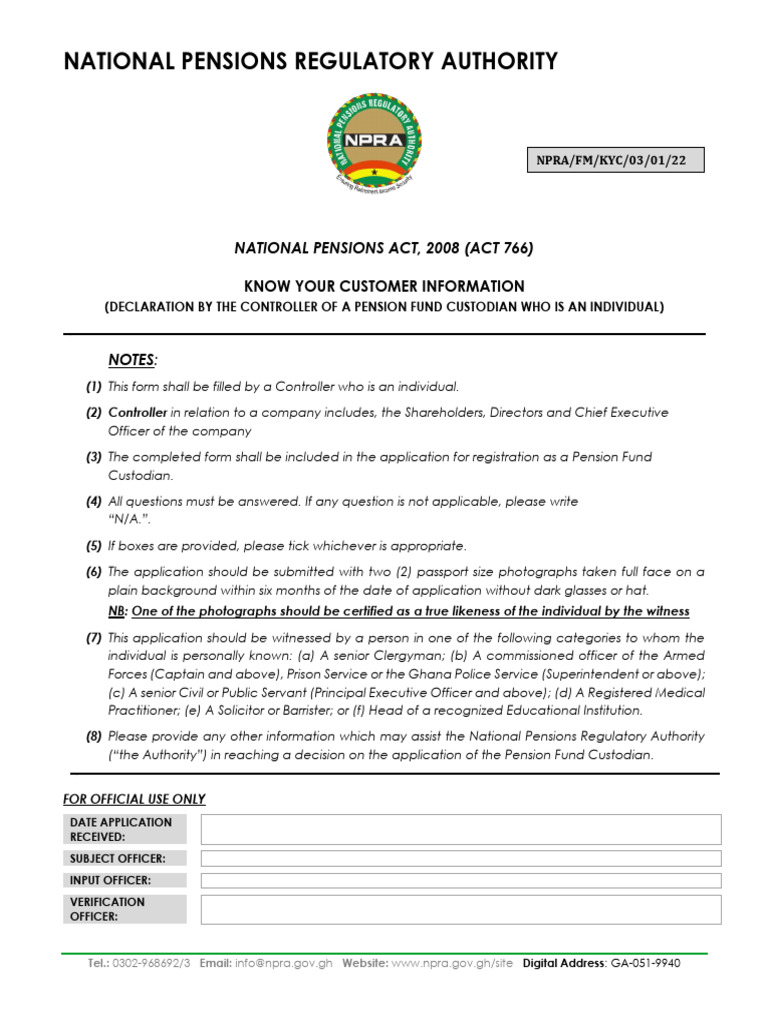 Information Relating To Controller of Applicant Individual For Fund ...