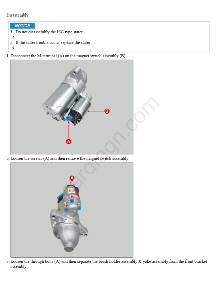 Engine Electrical System Starting System Starter Disassembly | PDF ...