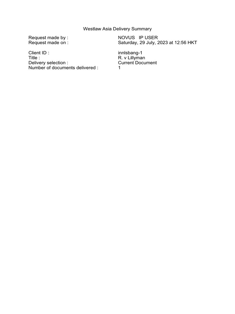R. v Lillyman Case Summary Analysis | PDF | Evidence (Law) | Prosecutor