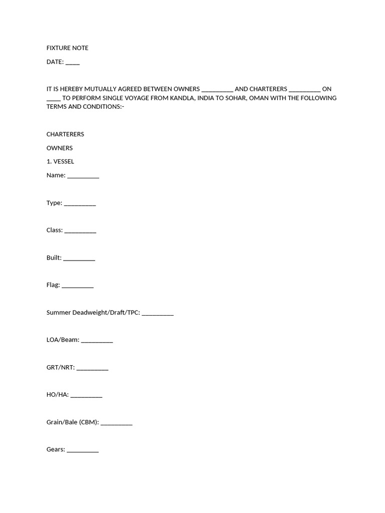 Charter Party Agreement: Kandla to Sohar | PDF | Cargo | Bill Of Lading