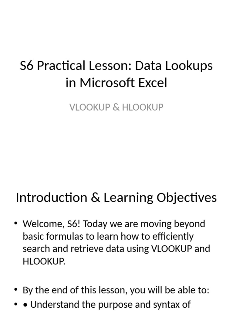 Excel VLOOKUP & HLOOKUP Guide | PDF