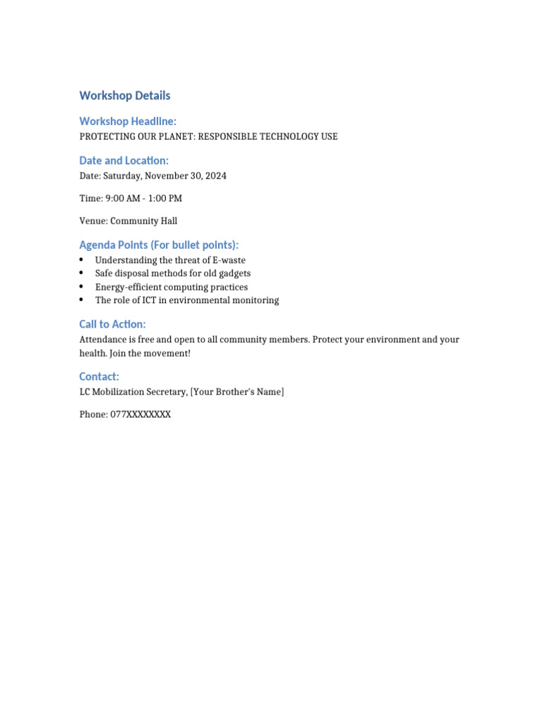 Workshop Details | PDF