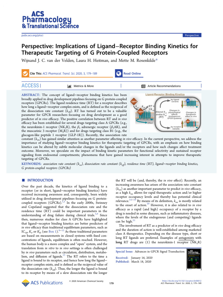 Ligand-Receptor Kinetics in GPCR Targeting | PDF | Ligand (Biochemistry ...