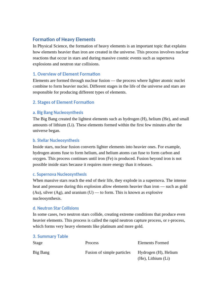 How Heavy Elements Form in the Universe | PDF | Chemical Elements ...