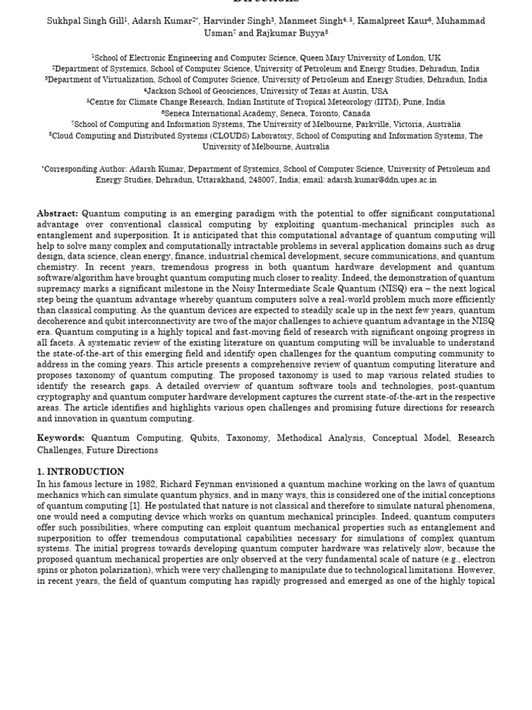 Comprehensive Review of Quantum Computing | PDF | Quantum Computing ...