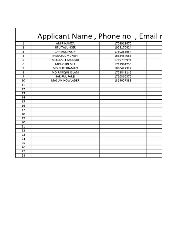 Applicant Contact List | PDF