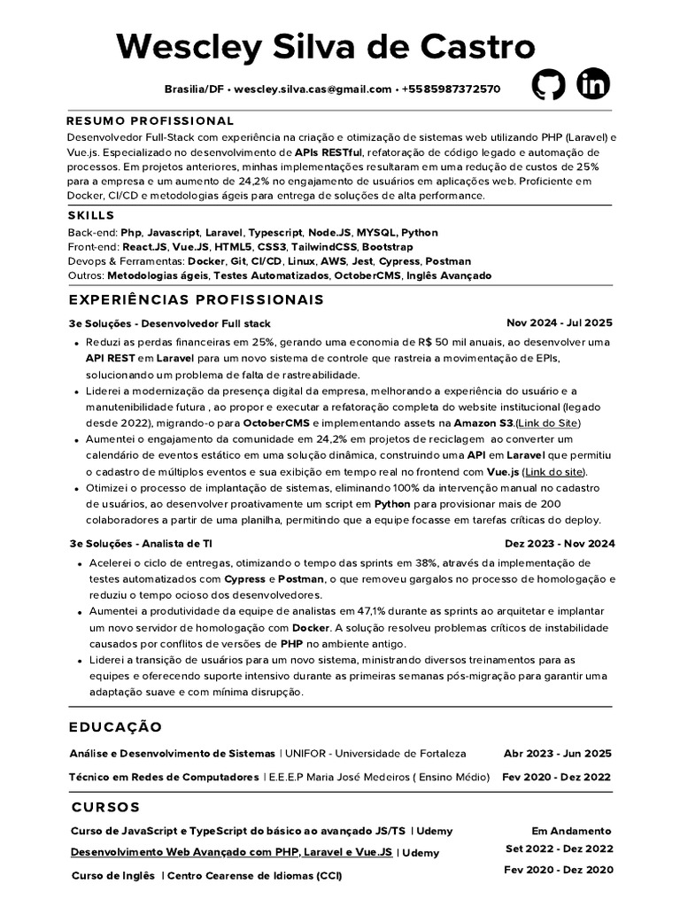 Desenvolvedor Full Stack: Projetos e Resultados | PDF | Script Java ...