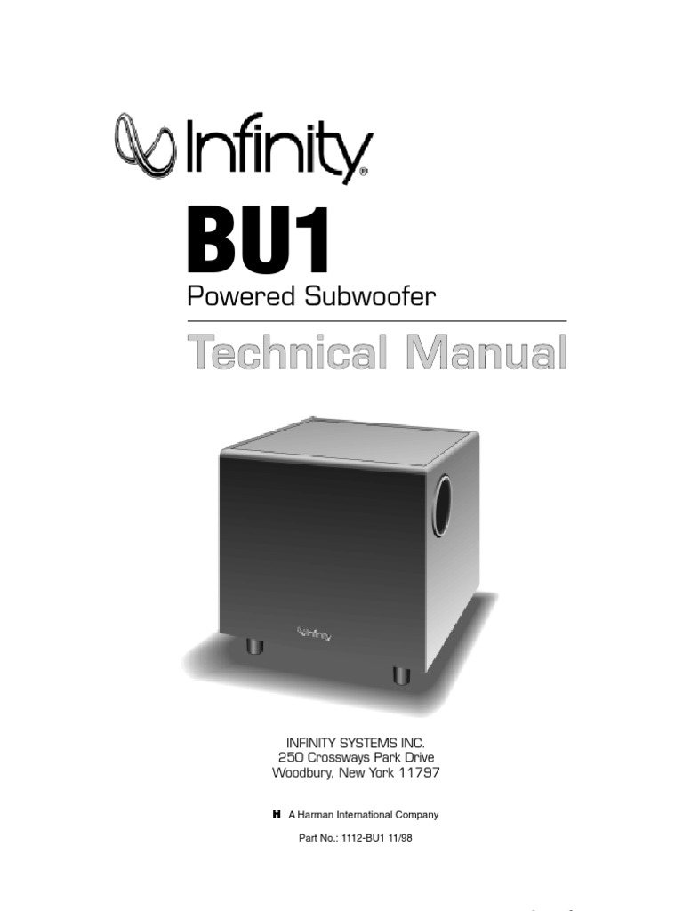 Infinity BU1 Subwoofer Technical Manual | PDF | Loudspeaker