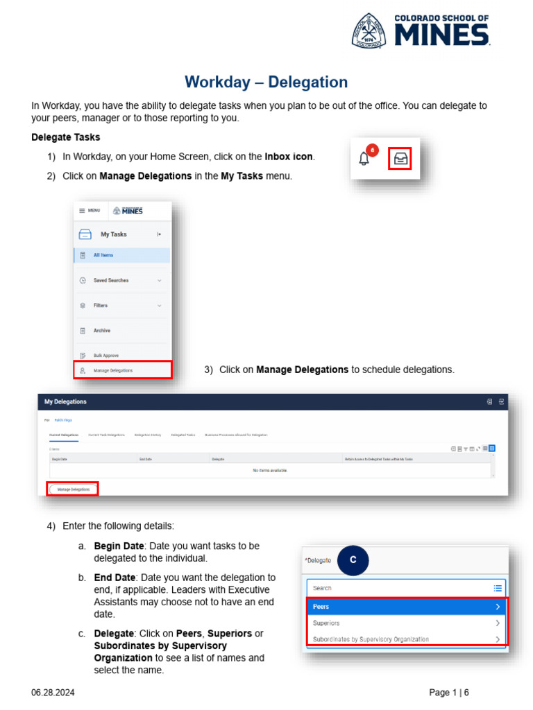 Workday Task Delegation Guide | PDF | Software | System Software