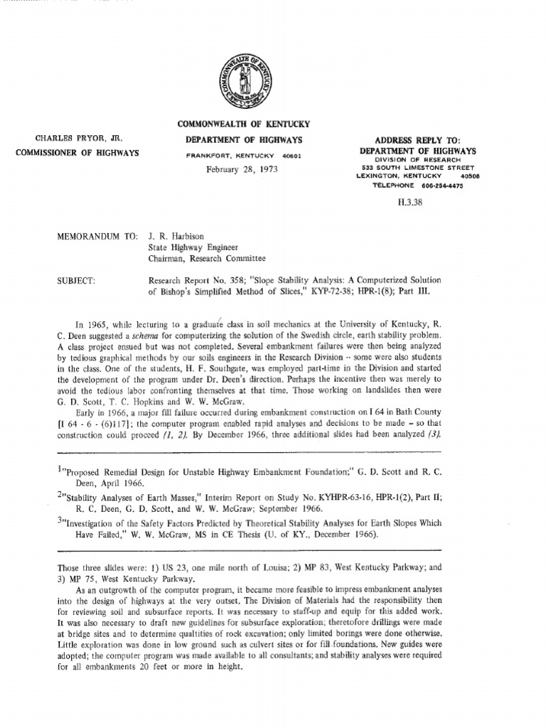 1973 Slope Stability Analysis A Computerized Solution of Bishop's ...