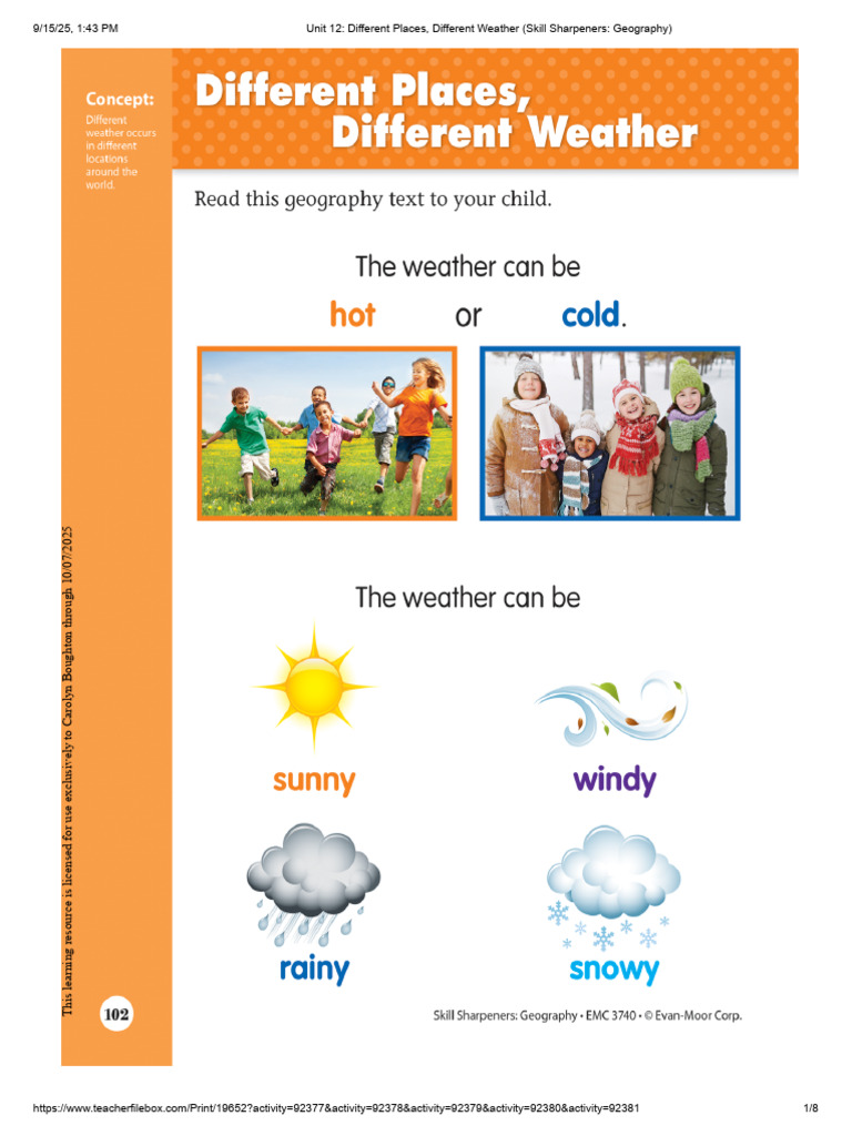 Geography Unit: Weather Variations | PDF