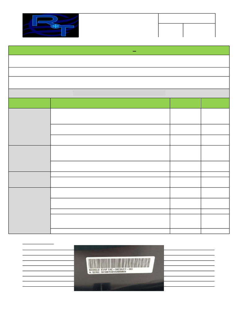 Checklist Manutenção Preventiva RT Refrigeração | PDF