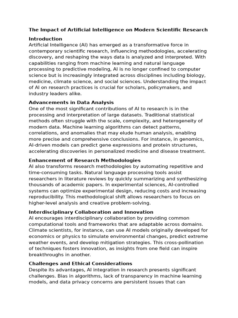 AI's Role in Modern Scientific Research | PDF | Artificial Intelligence ...