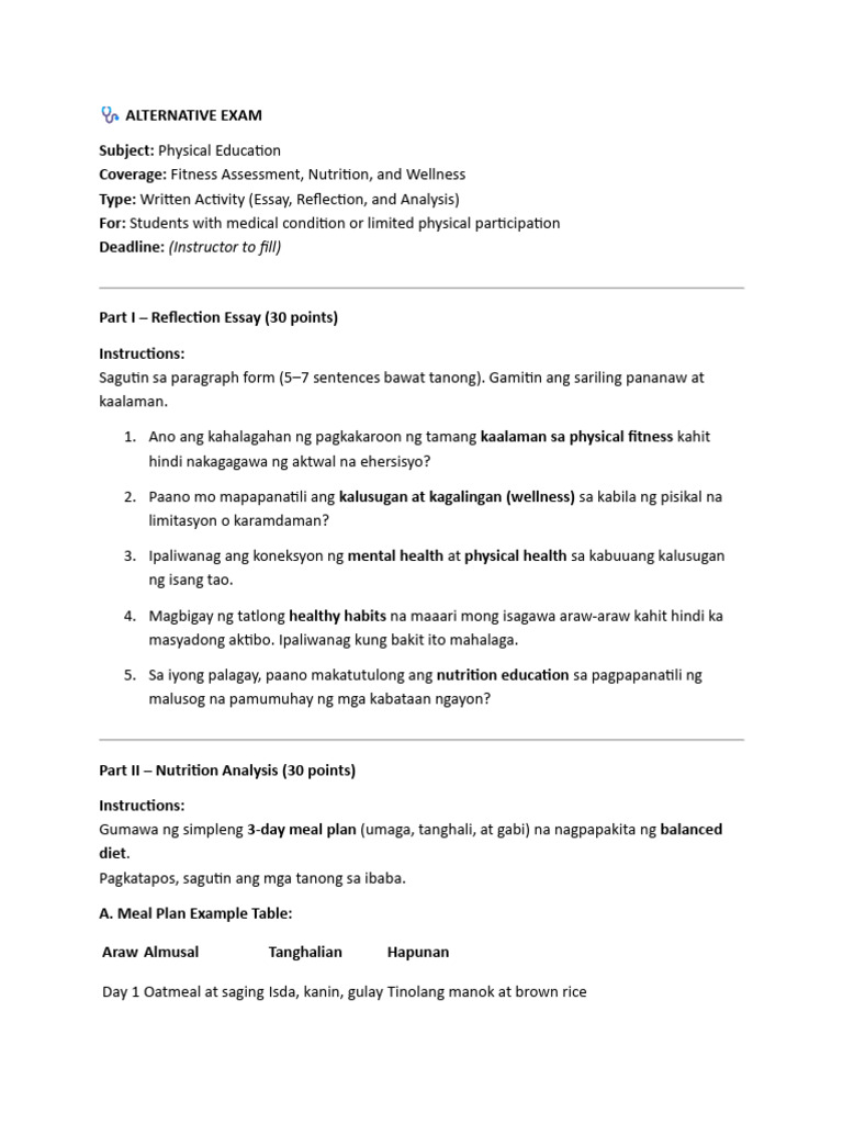 ALTERNATIVE EXAM Midterm Exam Phye01 | PDF