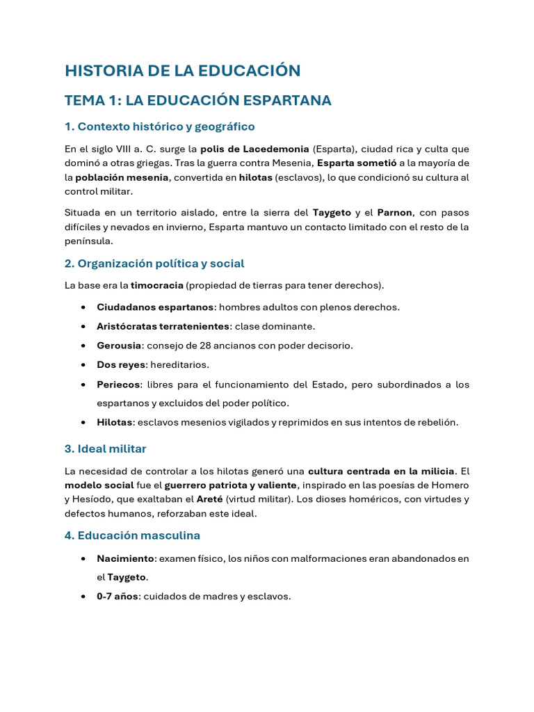 Educación y Sociedad en Esparta y Atenas | PDF | Aristóteles | Platón