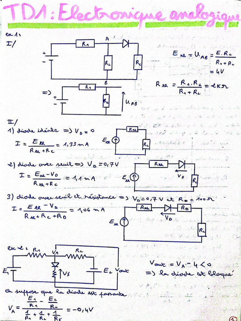 Correction de TD 1 Électronique | PDF