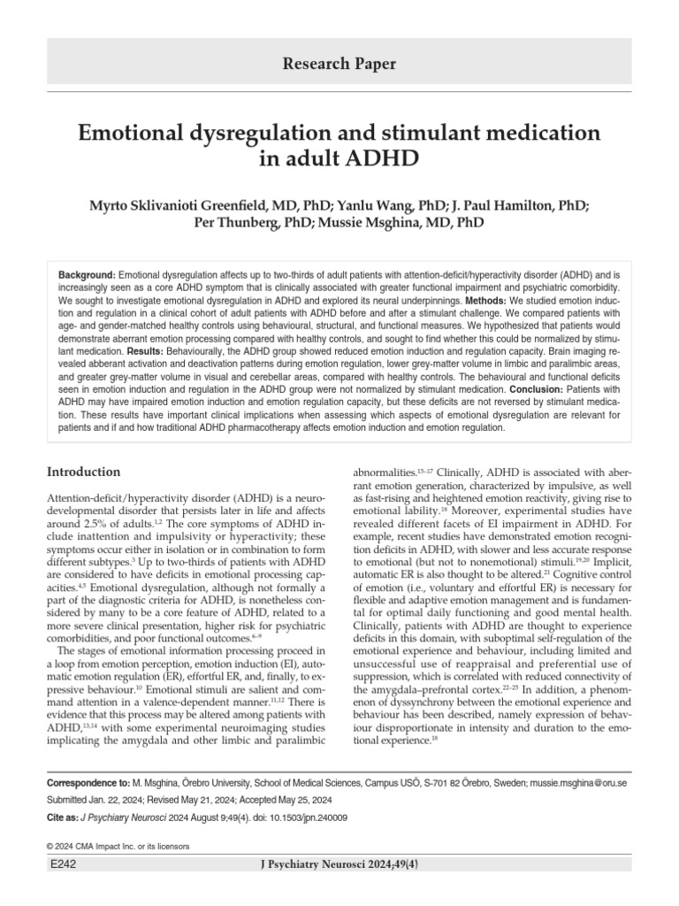 Emotional Dysregulation in Adult ADHD | PDF | Attention Deficit ...