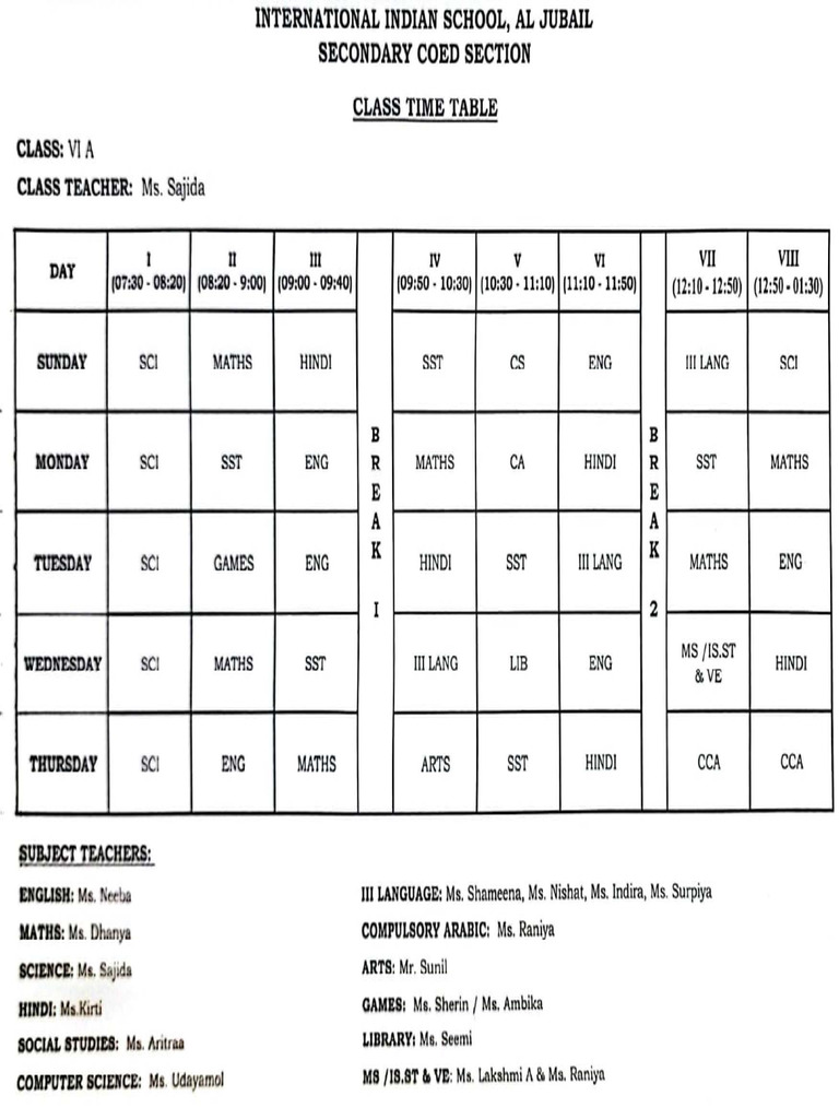 Maha Time Table VI-A | PDF