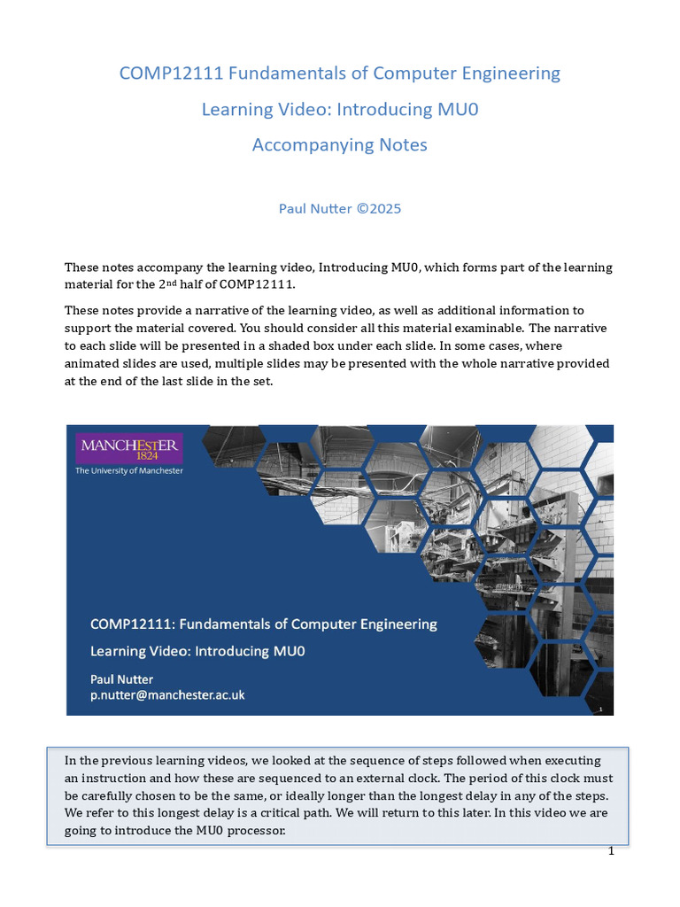 MU0 Processor Design and Instruction Set | PDF | Central Processing ...