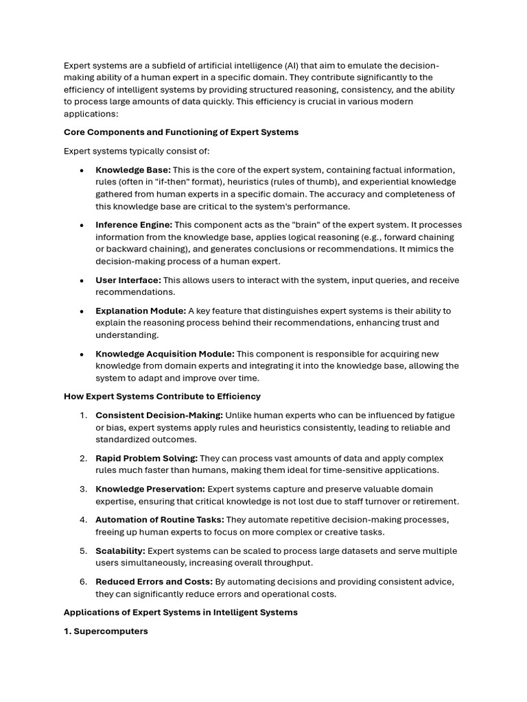 Understanding Expert Systems in AI | PDF | Artificial Intelligence ...