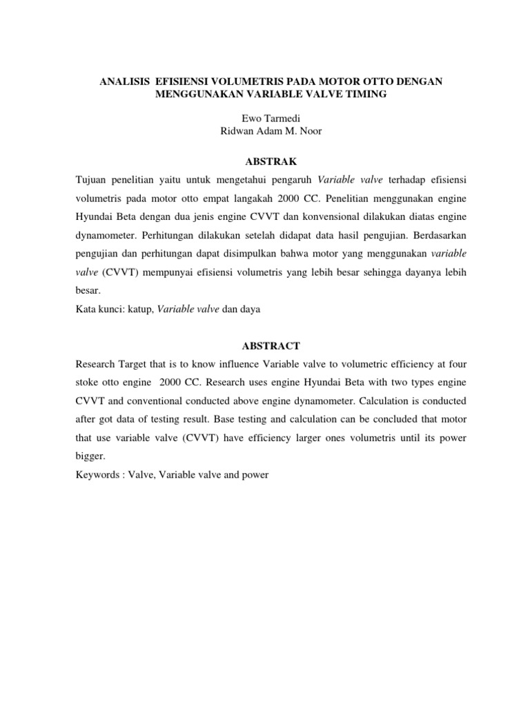 Analisis Variable Valve Timing PDF