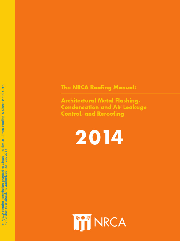 The NRCA Roofing Manual Architectural Metal Flashing, Condensation and ...