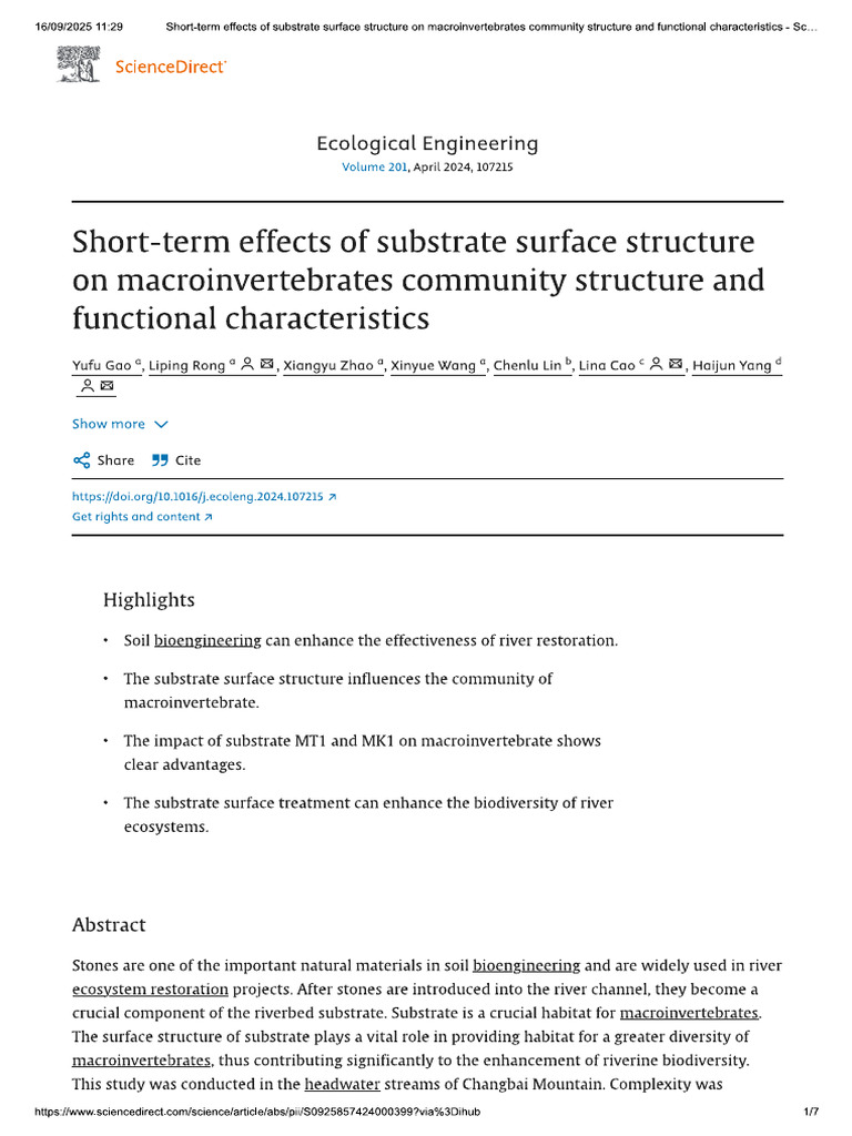 Short-Term Effects of Substrate Surface Structure On Macroinvertebrates ...