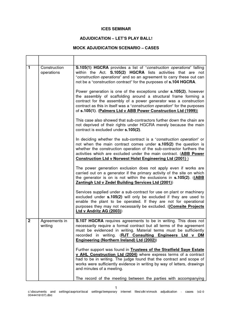Mock Adjudication Scenarios Explained | PDF | Adjudication | Lien