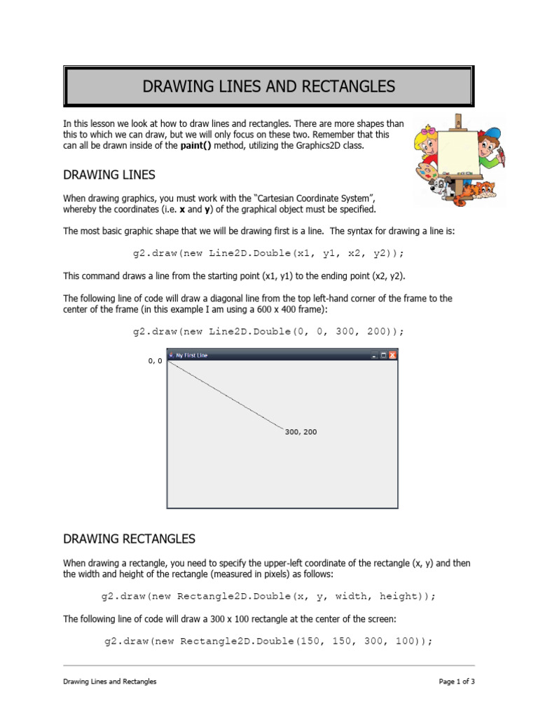 Drawing Lines and Rectangles in Java | PDF | Color | Cyan