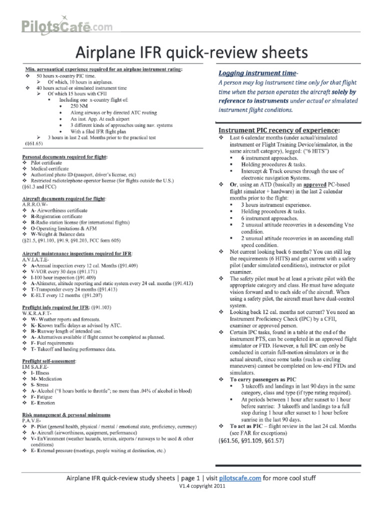 Pilots Cafe IFR | PDF