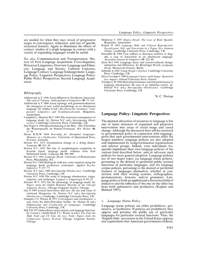 FISHMAN, Joshua A.. Language Policy - Linguistic Perspectives | PDF ...