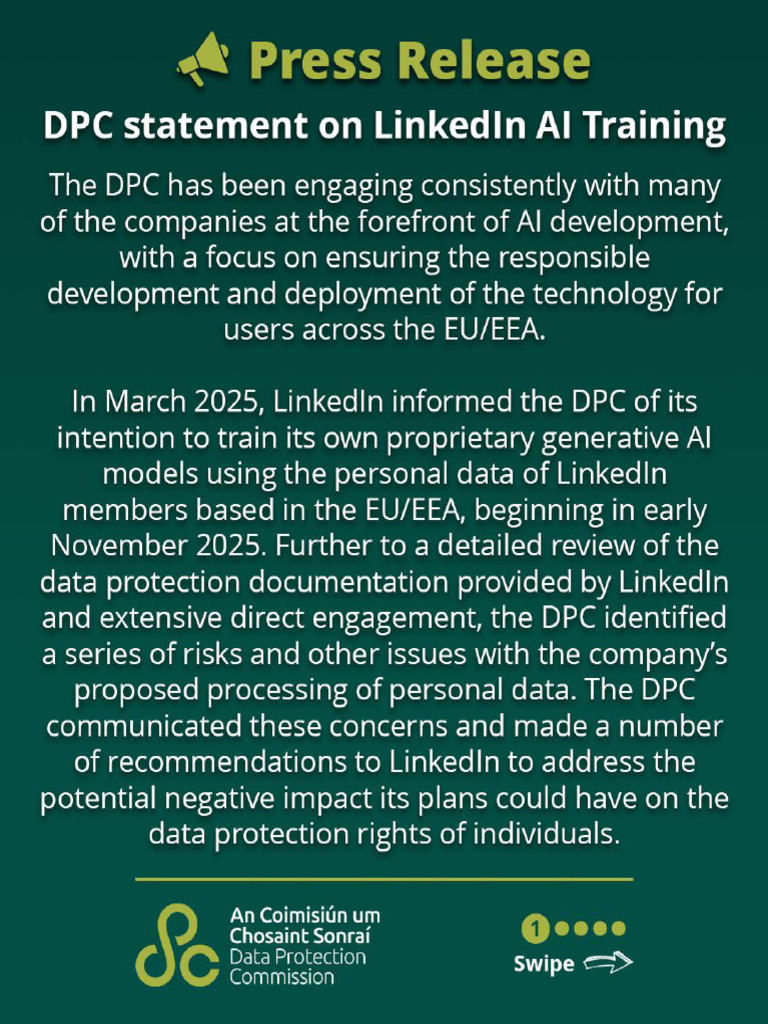 DPC Statement On LinkedIn AI Training 1 | PDF