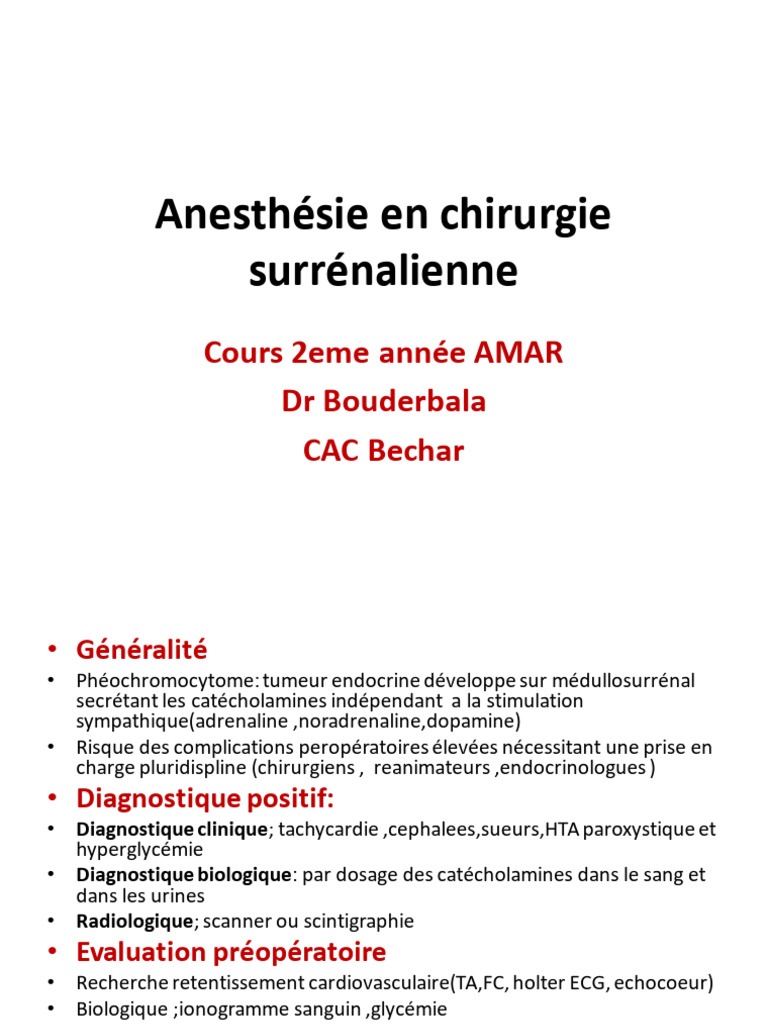 Anesthésie en chirurgie surrénalienne PDF — free download