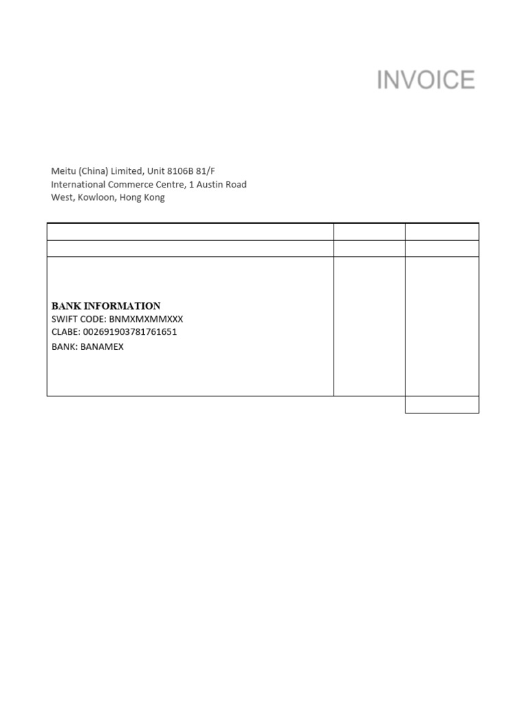 Invoice #004 for Meitu Services | PDF