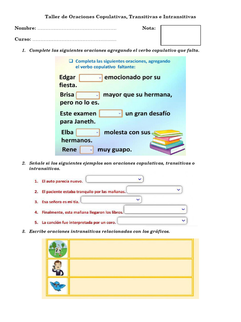 Taller de Oraciones: Copulativas y Más | PDF
