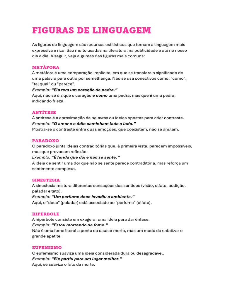 Figuras de Linguagem Explicadas | PDF | Metáfora