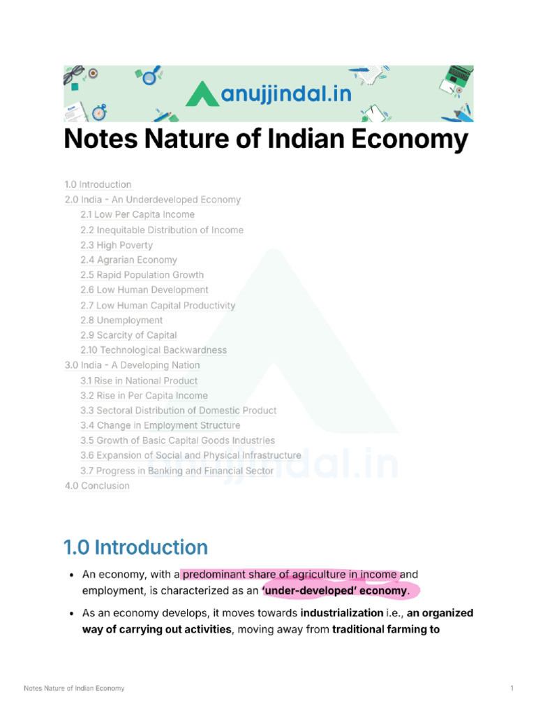 Notes Nature of Indian Economy Flattened Lyst1713851790977 | PDF
