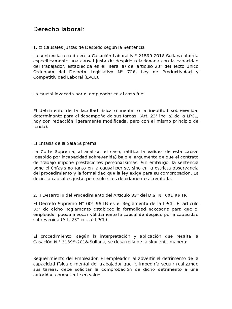 Despido Justo por Incapacidad Laboral | PDF | Derecho laboral | Justicia